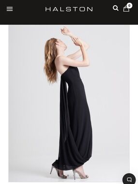 Halston Heritage Black Strapless Draped Gown